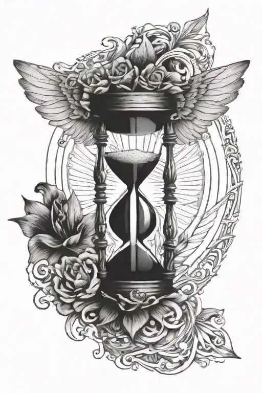 Hourglass With Wings Spread Wide