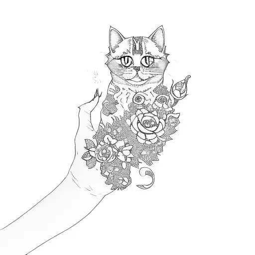 A Cat Holding A Flower