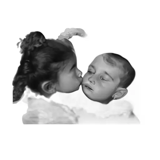 A Little Girl Kissing A Little Boy
