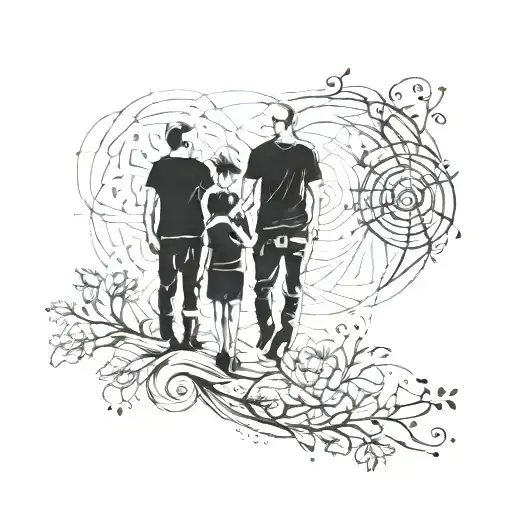 Tattoo Representing The Relationship Between A Father And His Three Children And Using Fibonacci