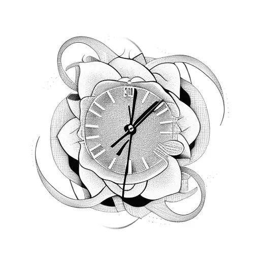 Flower With Clock And Waves