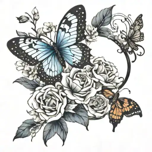 Hingbana Flowers With A Fairy Key With A Blue Butterfly