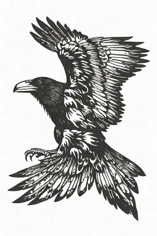 Crow Flying With Ink Dripping From Wings
