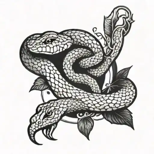 Snake And Moon Shining