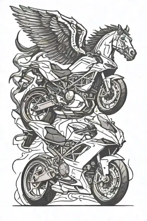 Ducati With Wings And Horse Head