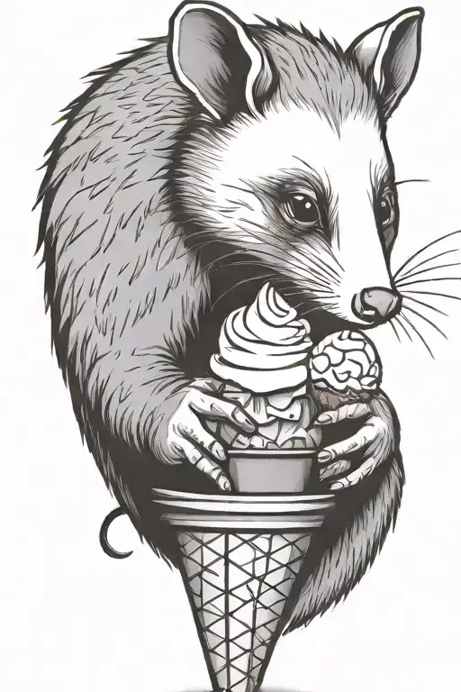 Opossum Eating Ice Cream Cone