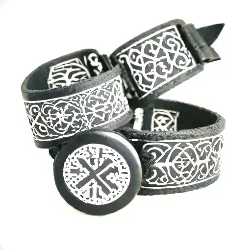 Nordic Bracelet Decorated With Old Norse Runes Engraved
