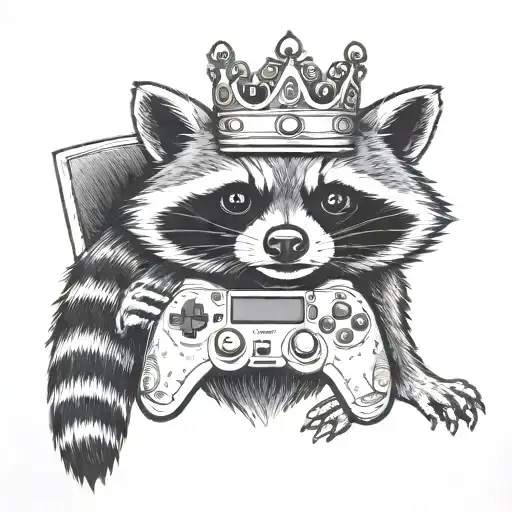 Raccoon Whith A Crown Holding A Controller