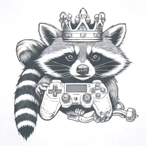 Raccoon Whith A Crown Holding A Controller