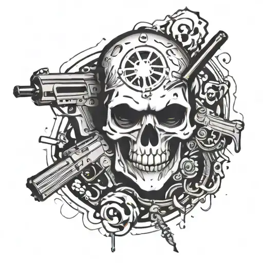 Death The Kid Soul Eater Skull With Pistols