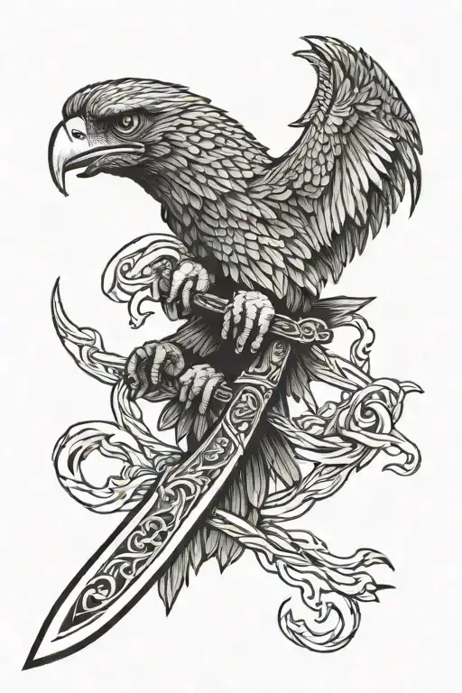 Eagle Holding Kirpan Sword Wrapped