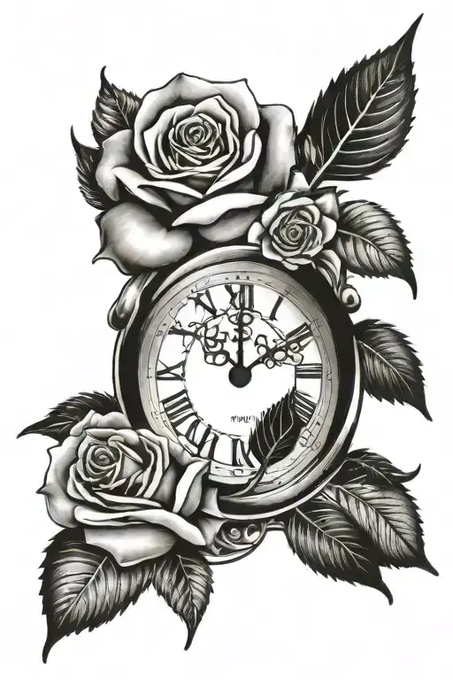 Clock Piece With A Rose