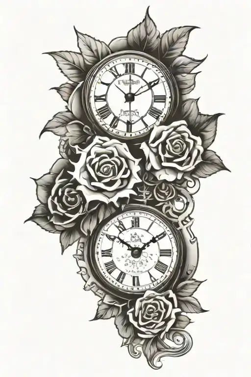Clock Piece With Gears Showing And A Rose