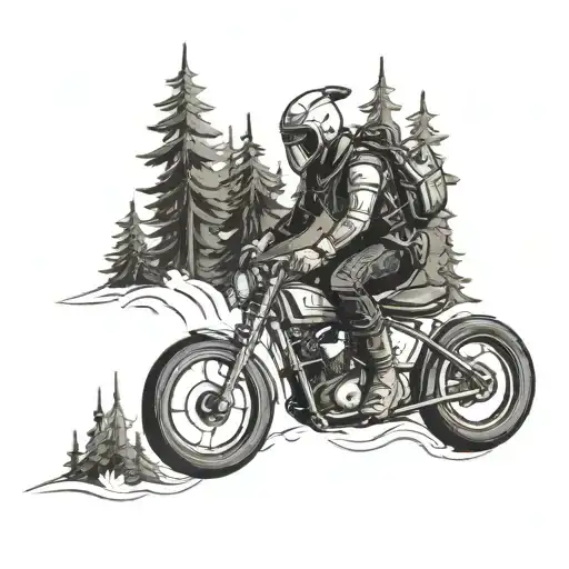 A Warrior Riding A Cruiser Bike Through A Forest