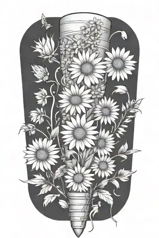 Daisies Flower Bouquet Wrapped Dagger Piercing