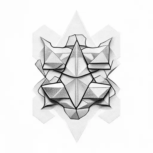 A 3D Tattoo With Triangular Pattern With The Names Noa And Rafael