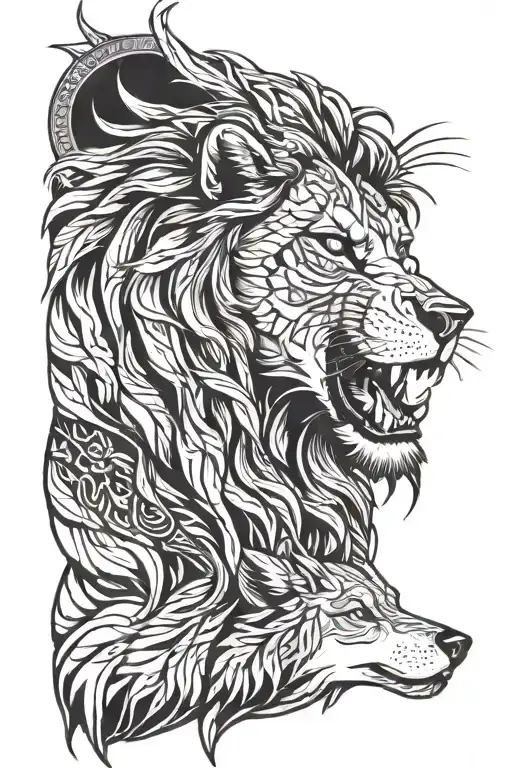 Lion And Husky Howling