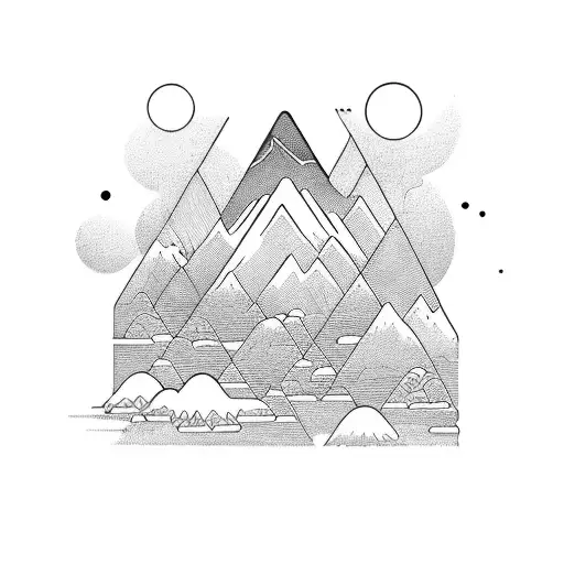 Enso Cercle With Mountain In