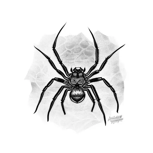 Spider On The Brush Painted In Black