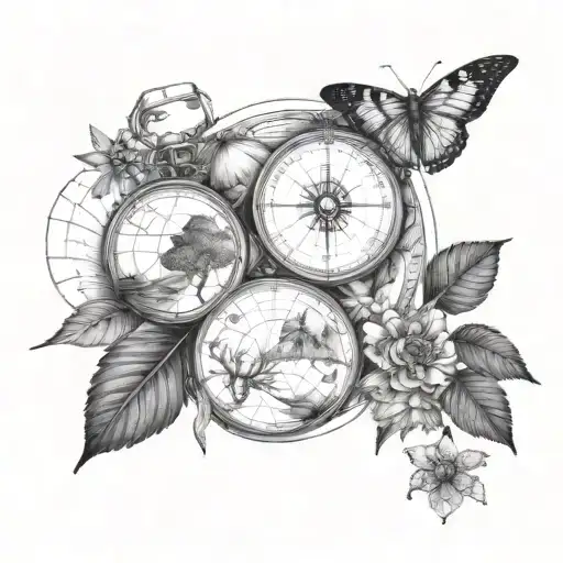 Scientific Motifs With Elements From Nature Scene