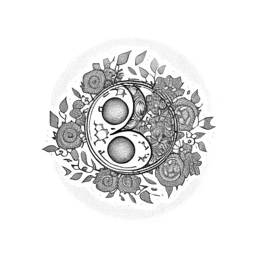 A Moon And Stars Surrounded By A Wreath Of Blooming Flowers