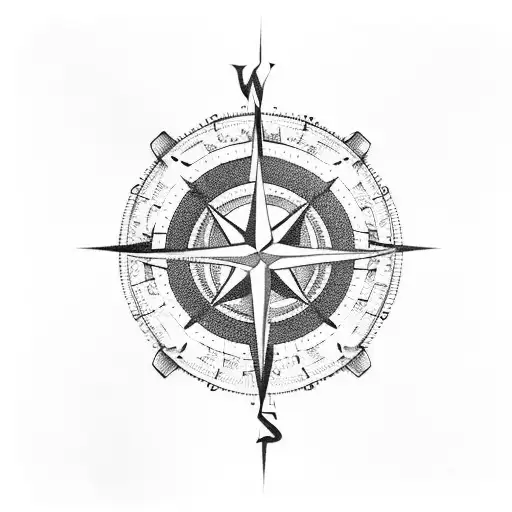 Compass And Ship's Rudder