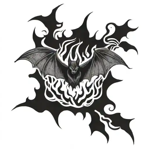 Bat Rising Out Of Black Flames Left Shoulder