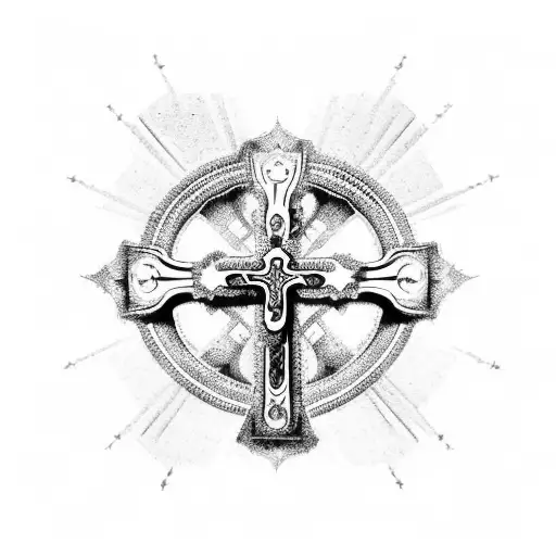 Roman Catholic Cross With 3 Mountains