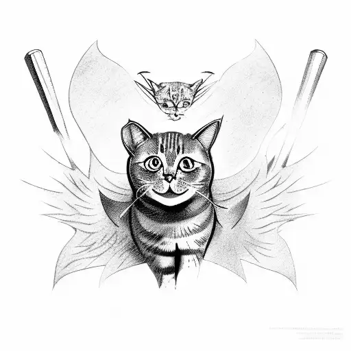 Cat With Bat Wings No Shading