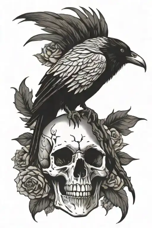 Raven On Skull