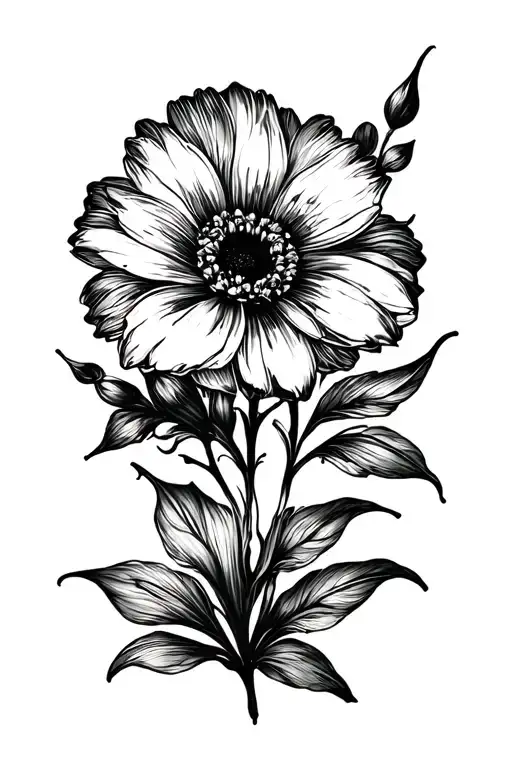 Abstract Flower Print Black