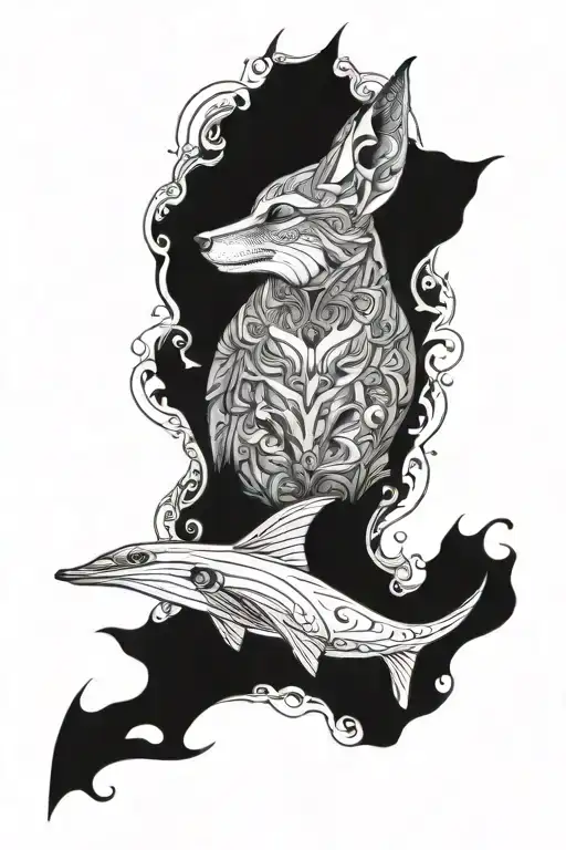 Fox With Elephant With Manta Ray With Swallow