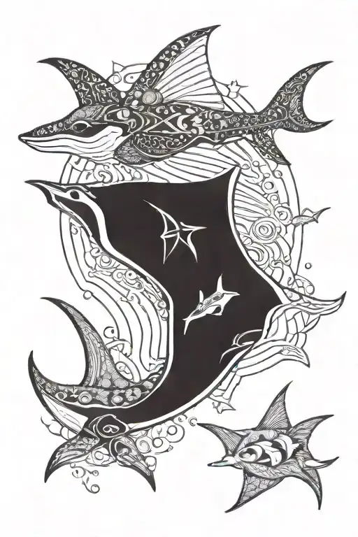 Manta Ray With Fox With Elephant With Swallow