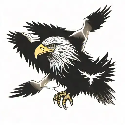 Eagles Seen From Above With Lightning Bolts On The Collarbone