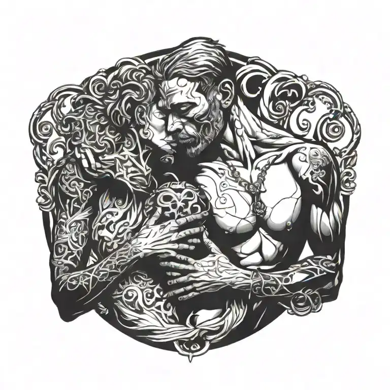 Love Slavery Man Holding His Heard