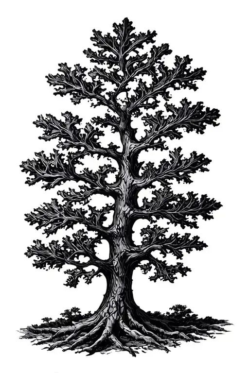 Oak In Black Background