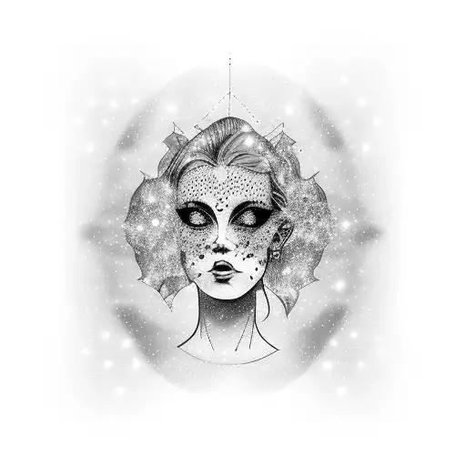 Woman's Silhouette In Pink Galaxy