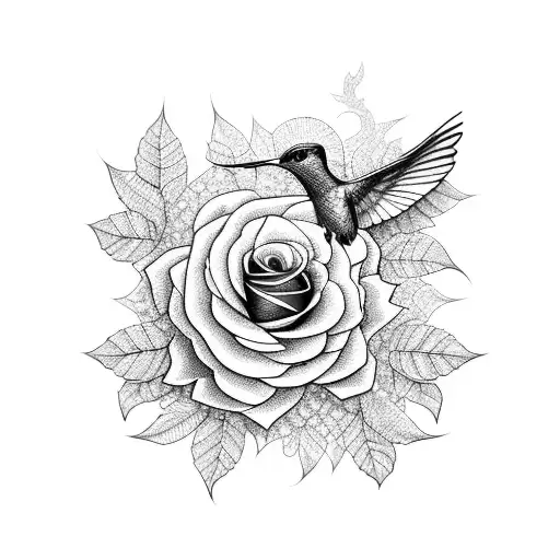 A Graceful Hummingbird Surrounded By A Wreath Of Intricate Roses
