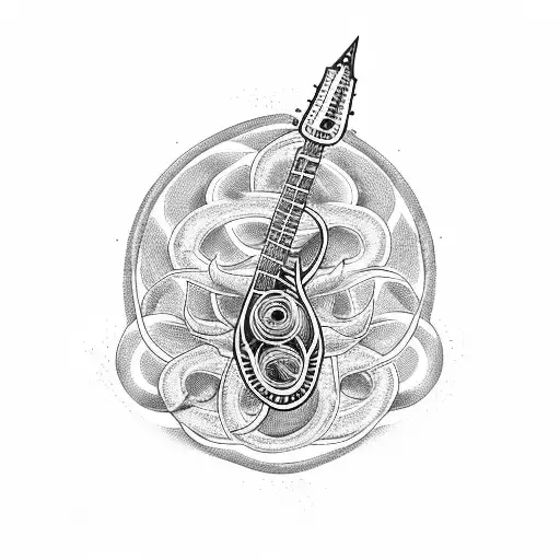 Trident With Gayatri Mantra Electric Guitar And Snake