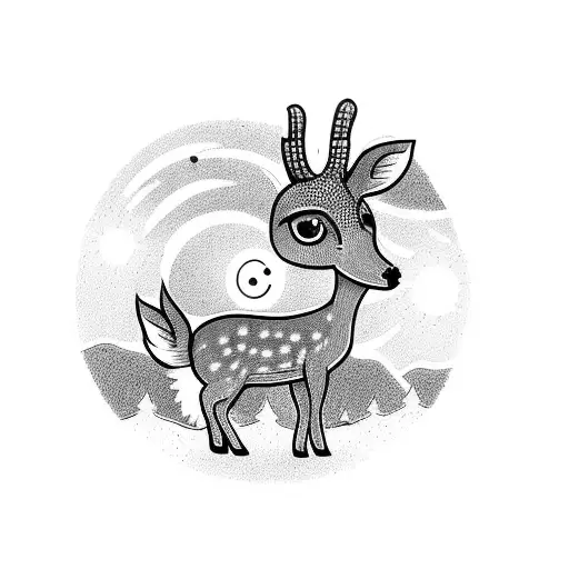 Little Deer Looking At The Sun And Standing By A River