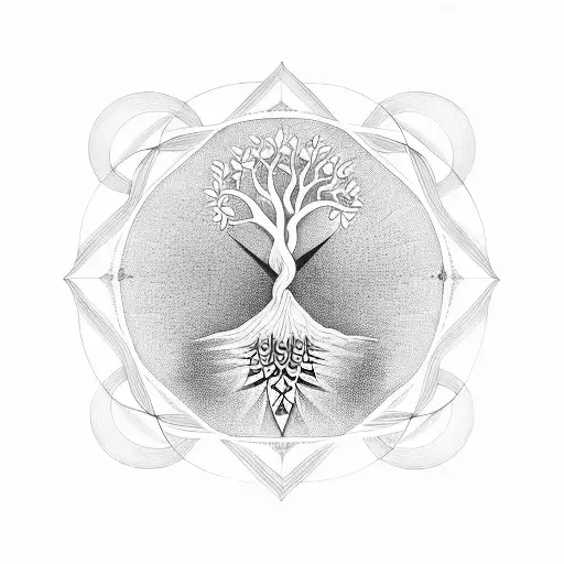 Tree Of Life With Sacred Geometry