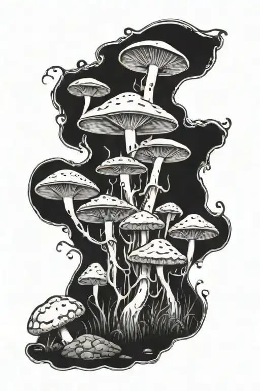 Psilocybin Mushrooms Alien Trail Bw