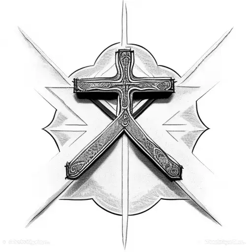 Christian Cross With Fire