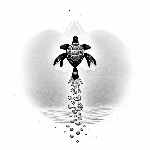 Scuba Diver And Sea Turtle