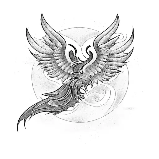 Create A Tattoo Of A Phoenix In A Unique And Abstract Style