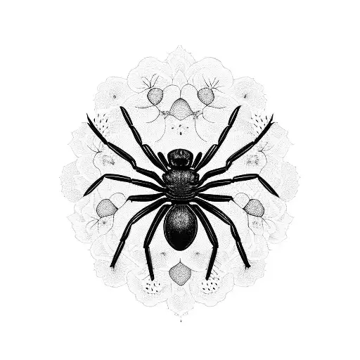 A Feminine And Soft Portrayal Of A Spider With Intricate Floral Patterns Incorporated Into Its Body
