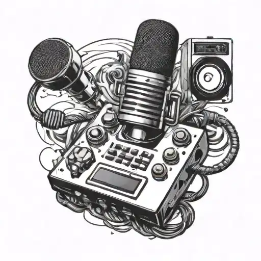 Combine A Microphone And A Controller In A Unique Tattoo Representing Music Production And Gaming