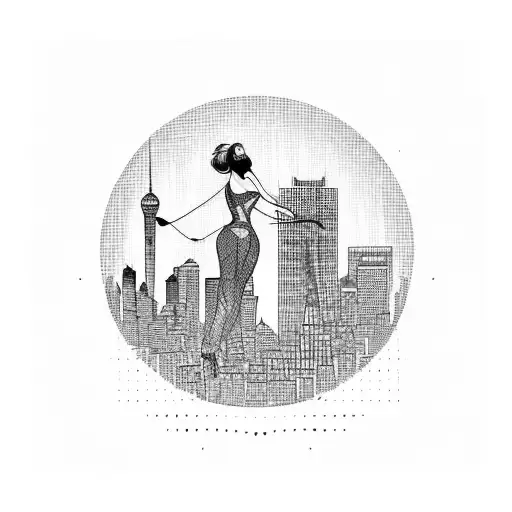 Tango Dancer With A Skyline Of Buenos Aires In The Background