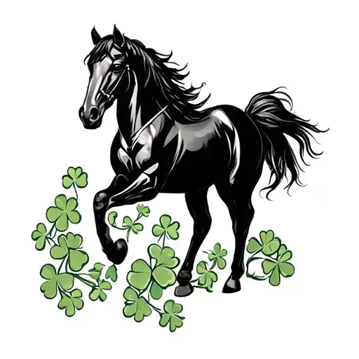Horse Show With Four Leaf Clover Vines Growing