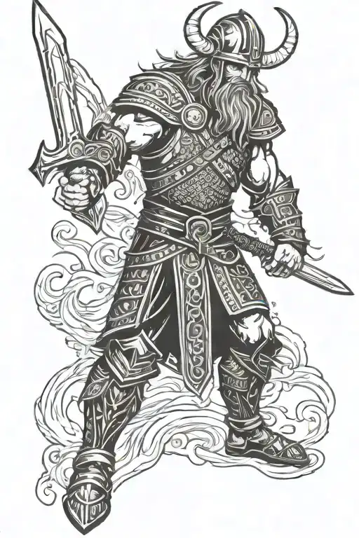 Viking Warrior Wielding A Sword